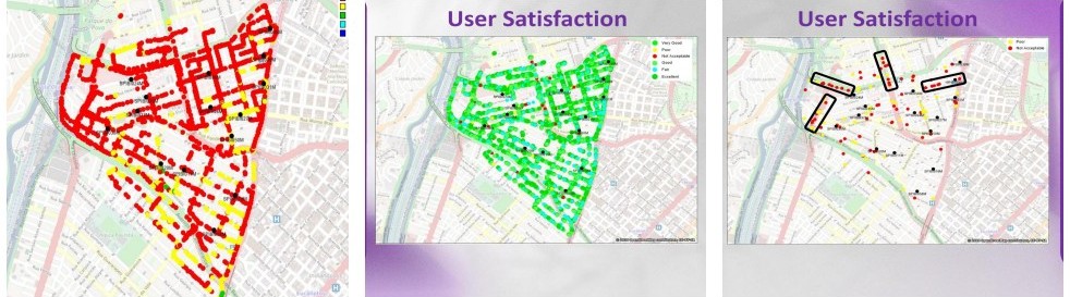 Campanha de drive test em São Paulo: mapa de RSRP, mapa de satisfação do usuário e isolamento dos corredores com experiência ruim